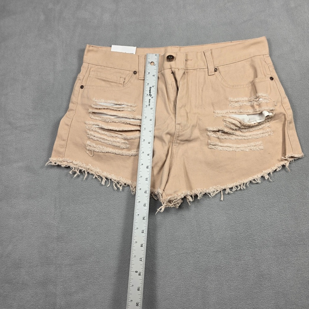 Forever 21 Jean Shorts Women 30 Tan High Rise Shorts Distressed - Picture 3 of 8